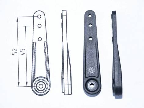 Servohebel 52mm, o. Versatz (Typ A), für KST / MKS, 25T-6 carbonverstärkt, VE 1