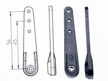 Servohebel 52mm, ca. 3mm Versatz (Typ B), zu JR Servo Carbonverstärkt, VE 1 Stk.