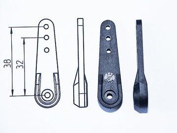 Servohebel 38mm, ca. 3mm Versatz (Typ B), zu Hitec Servo, Carbonverstärkt, VE 1