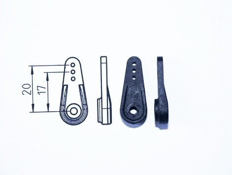 Servohebel 20mm, ohne Versatz (Typ A), für Hitec STD Servos, Carbonverstärkt