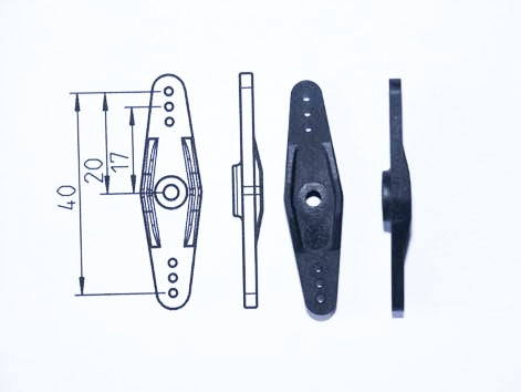 Servohebel 20mm beidseitig, für Graupner/JR-Servos, Carbonverstärkt, VE 1 Stk.
