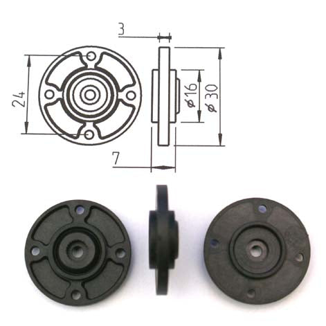 Servoadapterscheibe für CFK Hebel, zu Graupner/JR-Servos, Carbonverstärkt, VE 1