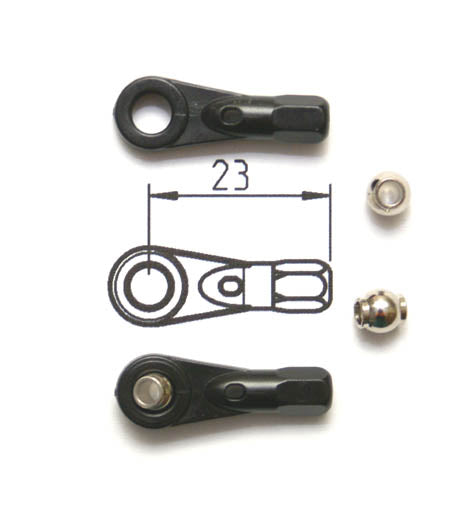 Kugelgelenk M3 mit 5.77mm Flanschkugel (3mm Bohrung) und Sechskant, , VE 10 Stk.