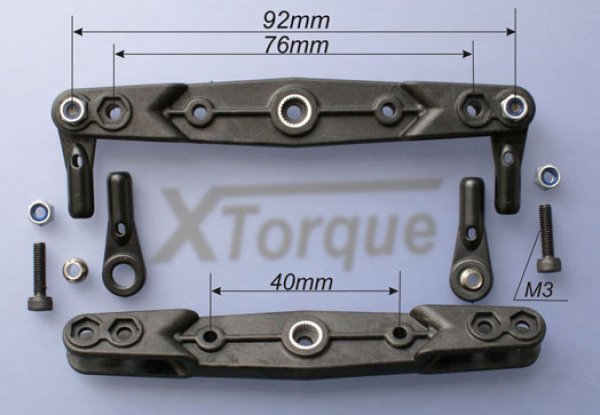 XTorque Doppelgabelservohebel 76/92mm, für KST / MKS, 25T-6, carbonverst, VE 1