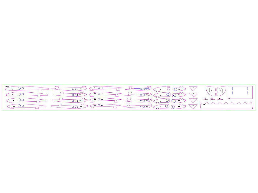 Rippen für einen Außenflügel mit 8° Winkelschablone zu Pures V2 (Balsa)