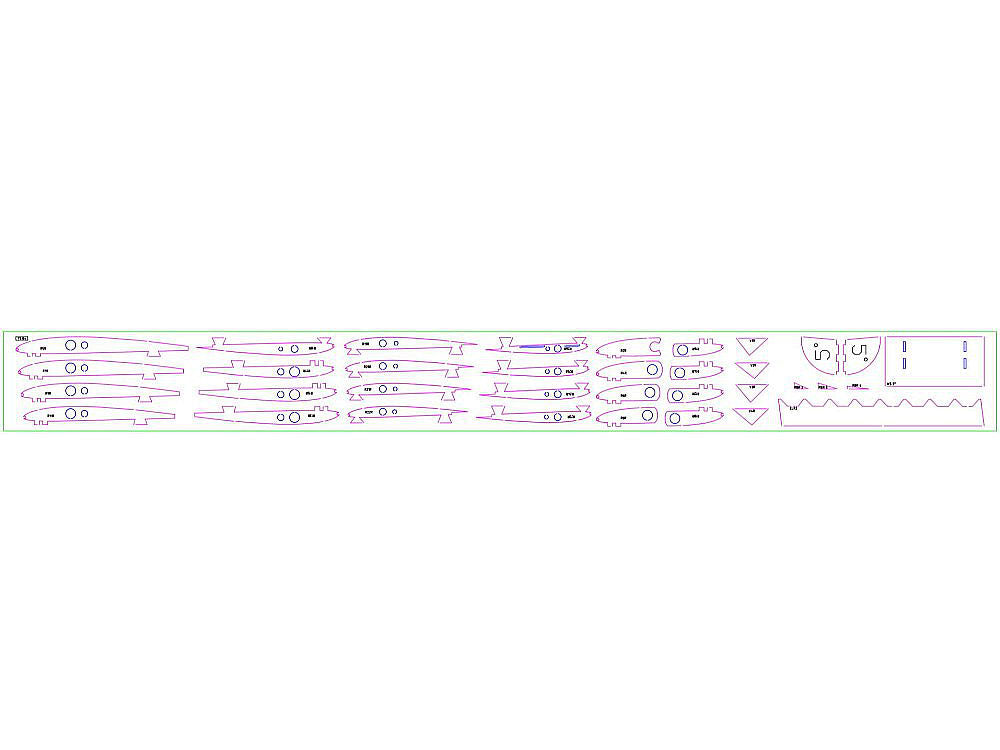Rippen für einen Außenflügel mit 5° Winkelschablone zu Pures V2 (Balsa)