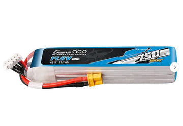 Gens Ace LiPo Battery, 4S/750mAh, 14.8V, 80C, 105x20x22mm, 88g