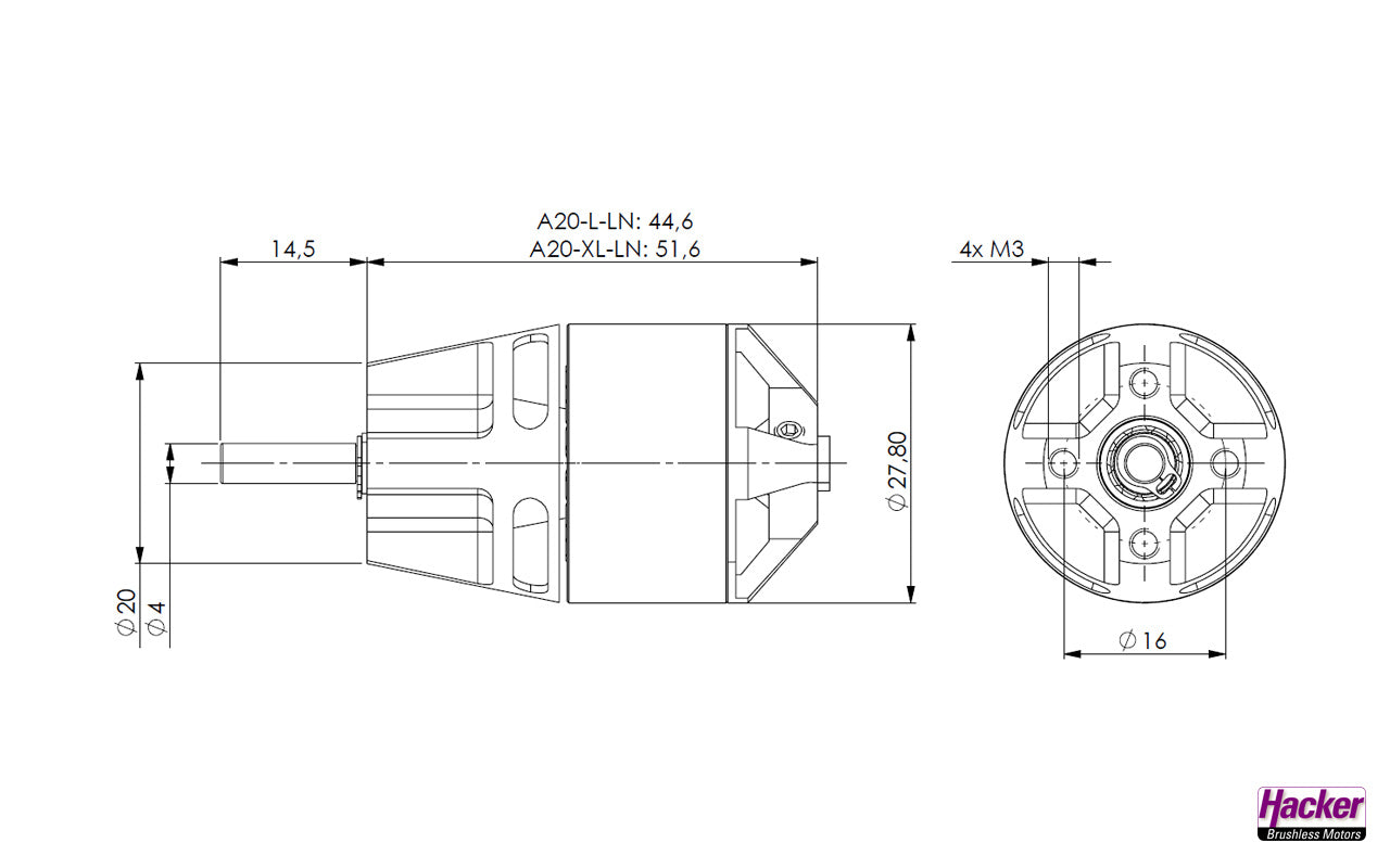 Hacker A20-20L-LN, EVO, 1022U/min/V, Hacker # 10109250