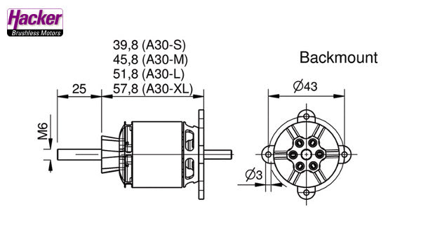 Hacker A30-12 L V4, 1000 RPM/V, Hacker # 15716114