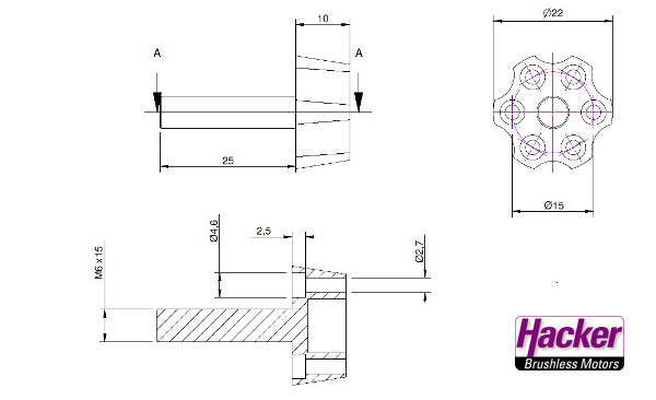 Backmount Prop Adapter for A30-V4, Hacker # 15716197