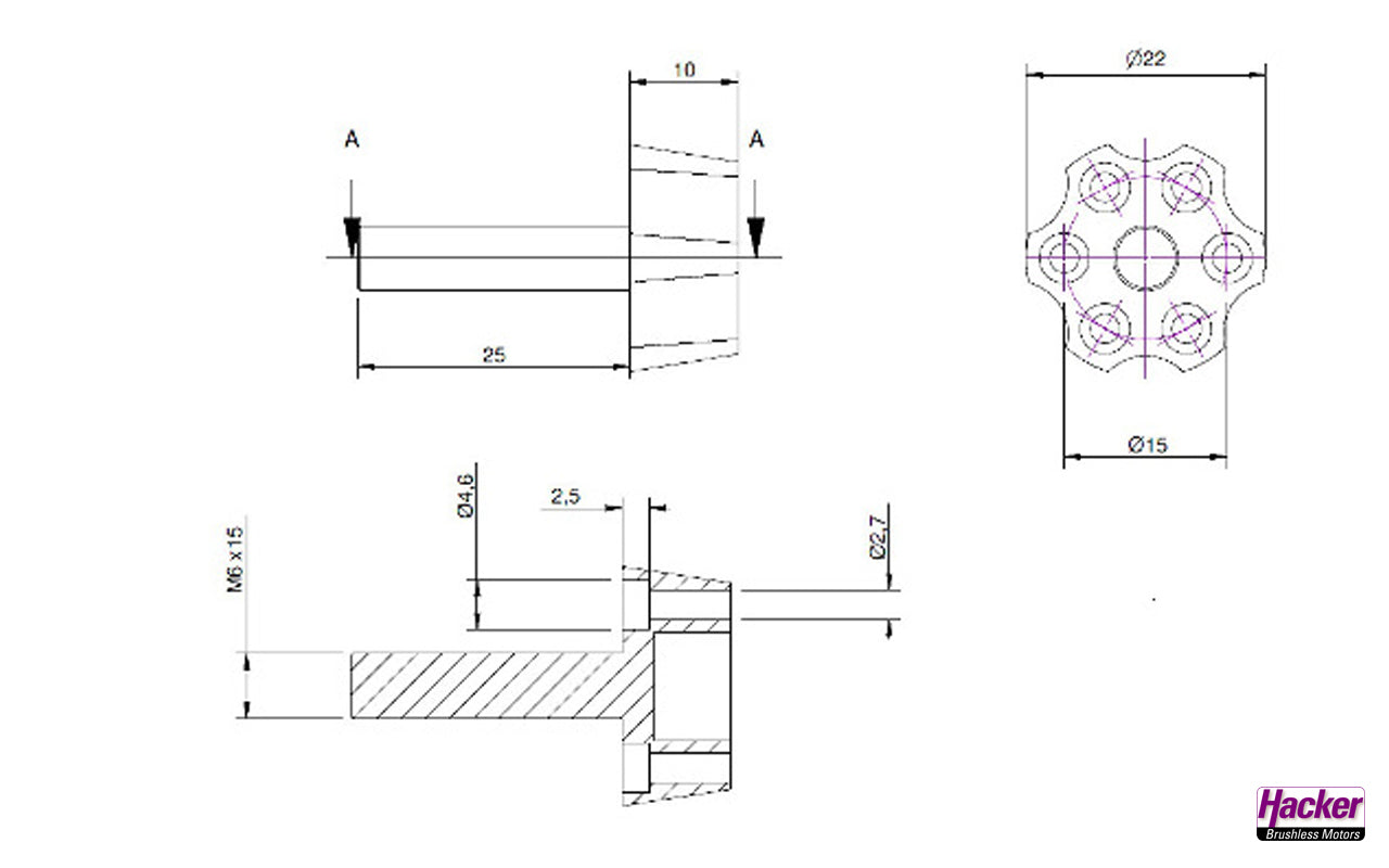 Backmount-Propadapter zu Hacker A30-V3, # 15776010