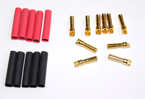 4mm Slotted Gold Connectors (10-pack, incl. heat shrink tubing), 75-90A