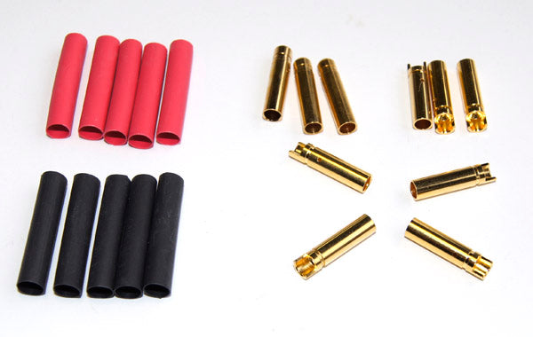 Gold socket 4mm (10-pack, incl. shrink tubing), 75A