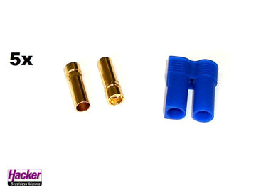 Gold Connectors Set EC5, 5mm, (5 pieces each), max. 120A, Hacker # 23004405