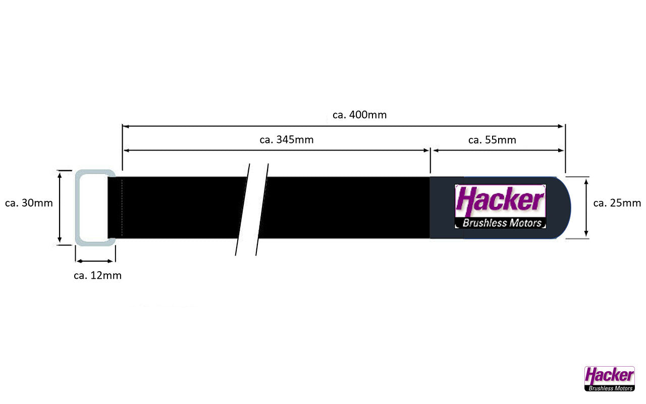 Klettband-Gurt gummiert, 25x400mm, 4er Pack, Hacker # 28885040