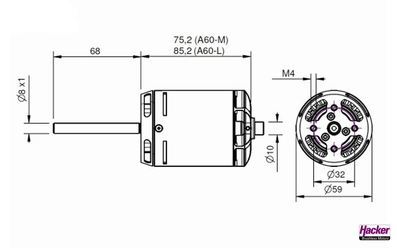 Hacker A60-18L, 149 RPM/Volt, V4, Hacker # 33726629