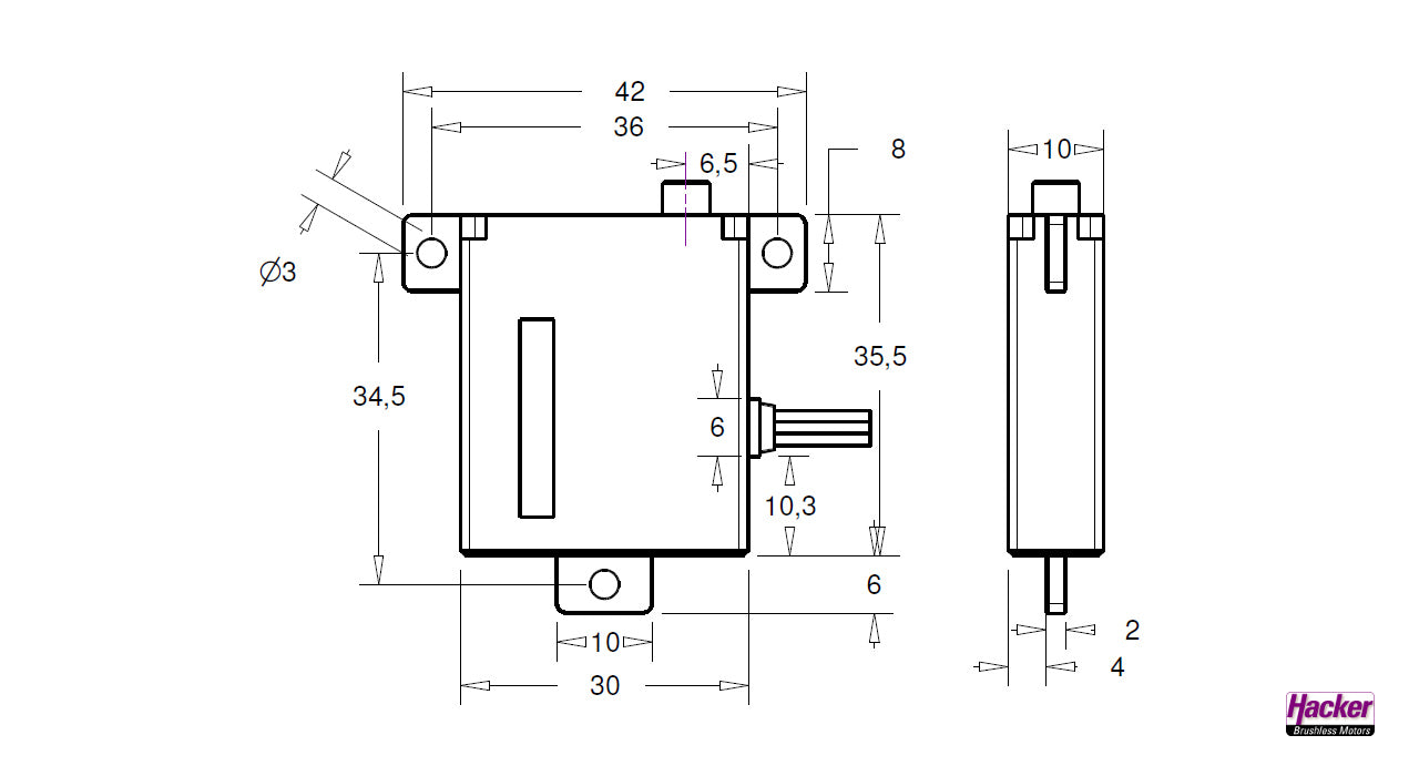 Servo DITEX EL0512W, HV, 30x10x35.5mm, 60Ncm, 29g, Hacker # 51000512