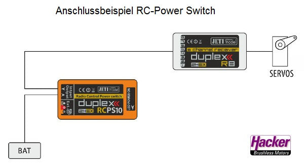 DUPLEX 2.4EX RC Power Switch 5 (drahtloser Ein-/Ausschalter), Hacker # 80001228