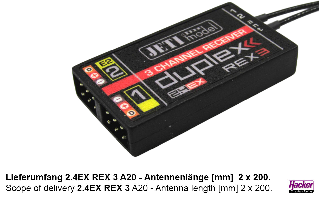 Jeti DUPLEX 2.4EX Empfänger REX 3 A20, Hacker # 80001249
