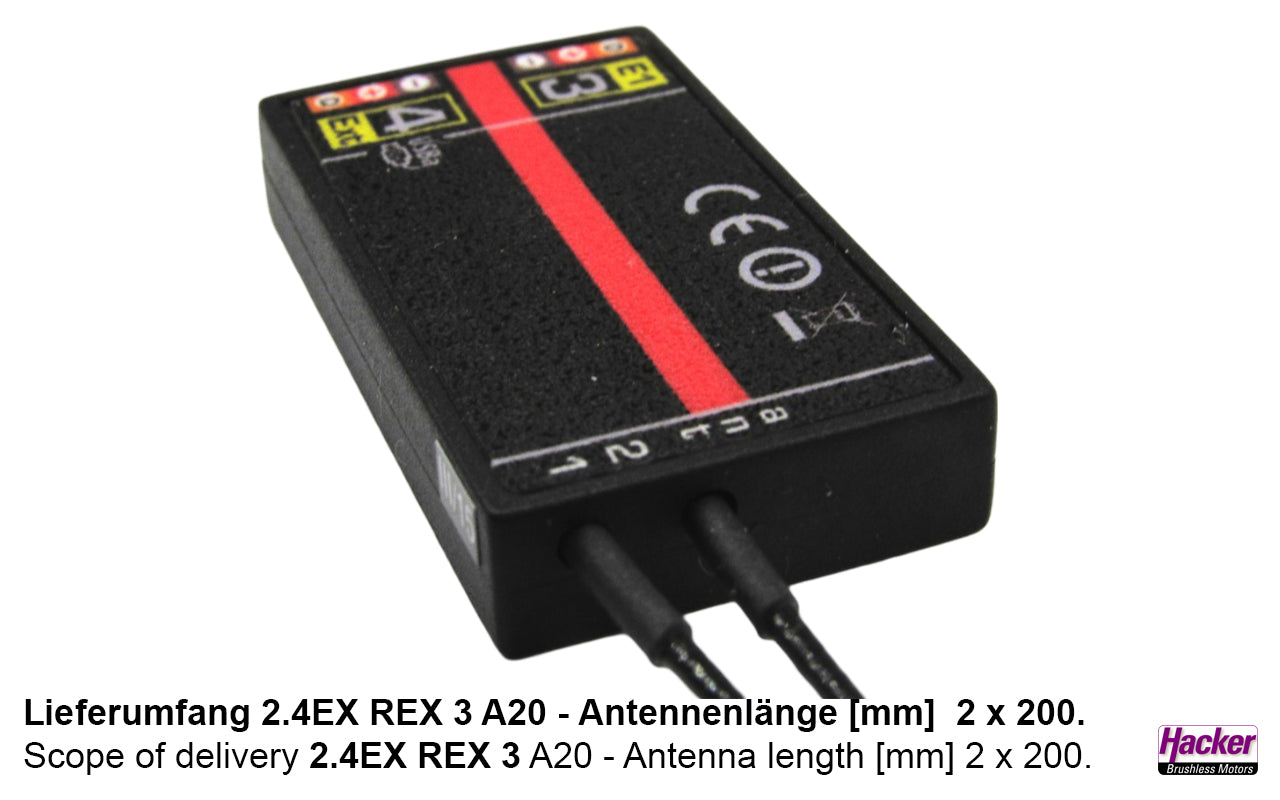 Jeti DUPLEX 2.4EX Empfänger REX 3 A20, Hacker # 80001249