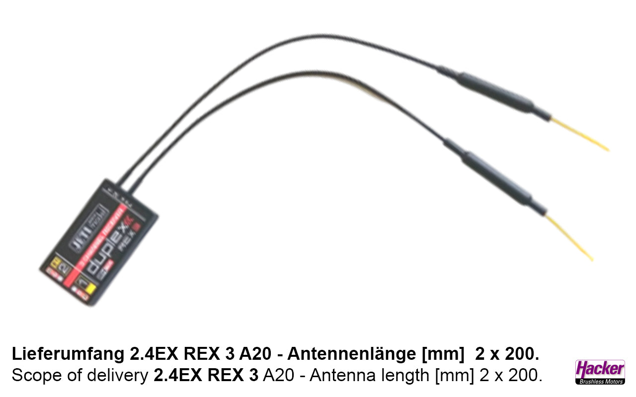 Jeti DUPLEX 2.4EX Empfänger REX 3 A20, Hacker # 80001249