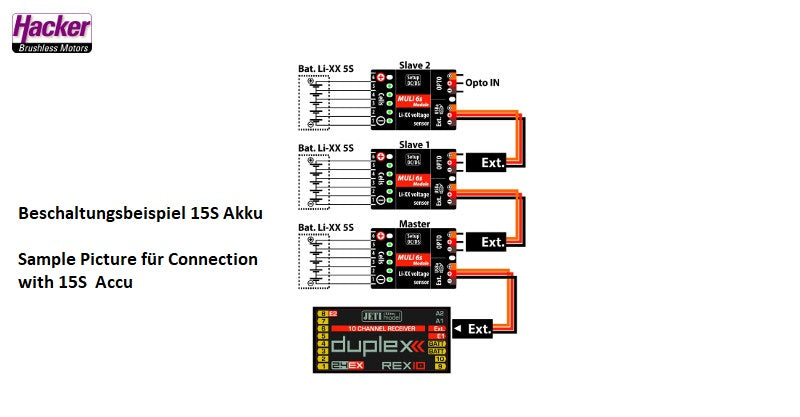 DUPLEX 2.4EX MULi 6s-Module, Spannungssensor bis 6S LiXX, erweiterbar bis 18S!