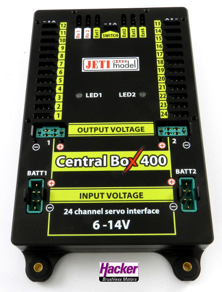 JETI DUPLEX 2.4EX Central Box 400 + 2x Rsat2 + RC Switch, Hacker # 80001607