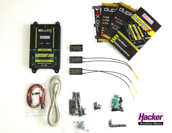 JETI DUPLEX 2.4EX Central Box 400 + 2x Rsat2 + RC Switch, Hacker # 80001607