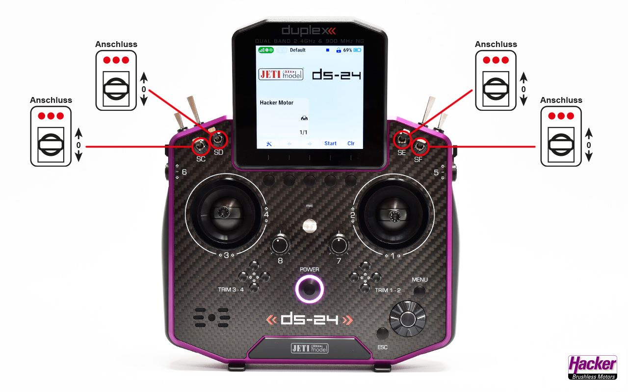 Tastschalter DOWN für DS-24 II Sender, auch für andere Jeti DS Sender