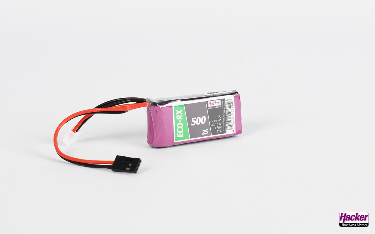 LiPo-Akku TF 500 ECO-RX, 2S, Empf.akku, 48x25x15mm 31g, Hacker #90500216