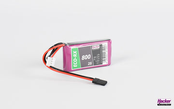 LiPo-Akku TF ECO-RX, 2S-800mAh, 7.4V, 25C, Hacker, 56x31x12mm, 40g