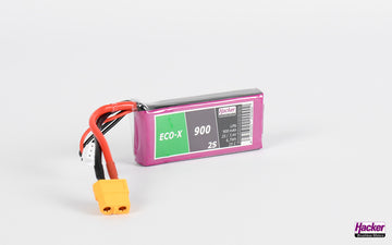 LiPo-Akku TF ECO-X, 2S/900mAh, 7.4V, 25C, Hacker, 70x30x12mm, 55g