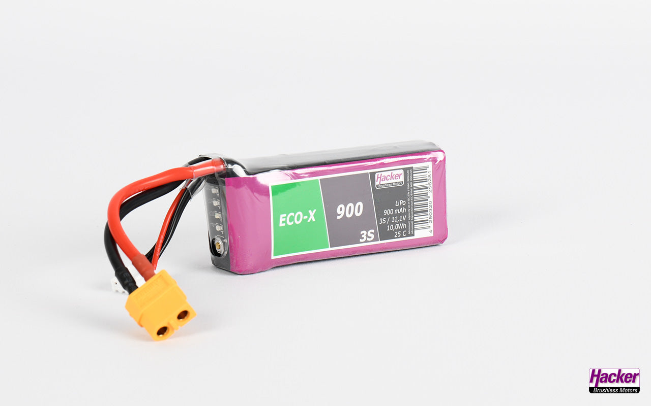 LiPo-Akku TF ECO-X, 3S/900mAh, 11.1V, 25C, Hacker, 74x30x18mm, 77g