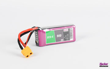 LiPo-Akku TF ECO-X, 3S/900mAh, 11.1V, 25C, Hacker, 74x30x18mm, 77g