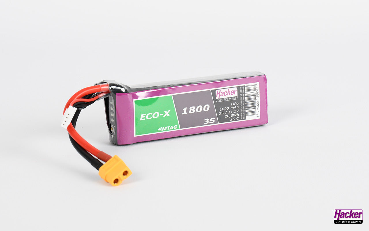 LiPo-Akku TF ECO-X MTAG, 3S/1800mAh, 11.1V, 25C, Hacker, 108x34x19mm, 145g