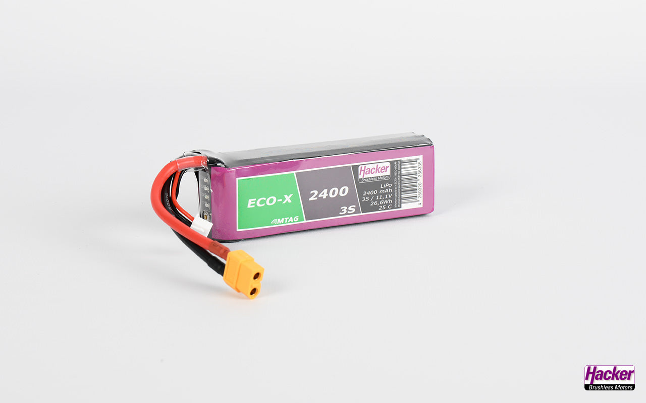 LiPo-Akku TF ECO-X MTAG, 3S/2400mAh, 11.1V, 25C, Hacker, 107x34x24mm, 181g