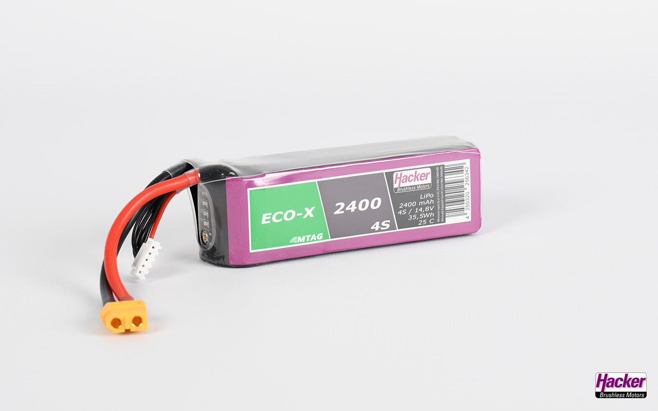 LiPo-Akku TF ECO-X MTAG, 4S/2400mAh, 14.8V, 25C, Hacker, 109x34x28mm, 226g
