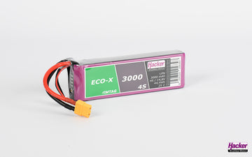 LiPo-Akku TF ECO-X MTAG, 4S/3000mAh, 14.8V, 25C, Hacker, 140x43x24mm, 300g