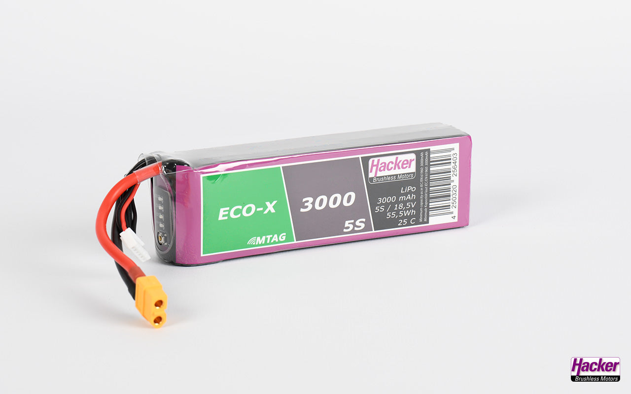 LiPo-Akku TF ECO-X MTAG, 5S/3000mAh, 18.5V, 25C, 140x43x29mm, 356g