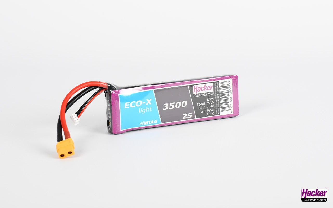 LiPo-Akku TF ECO-X Light, 2S/3500mAh, 7.4V, 10C, Hacker, 140x43x13mm, 165g