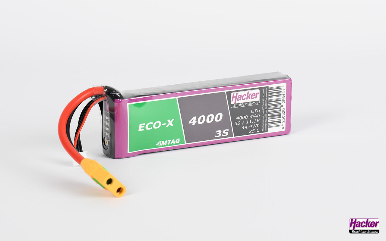 LiPo-Akku TF ECO-X MTAG, 3S/4000mAh, 11.1V, 25C, Hacker, 140x43x22mm, 280g