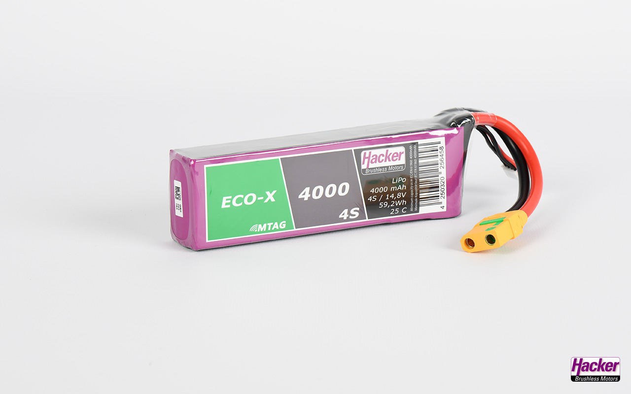LiPo-Akku TF ECO-X MTAG, 4S/4000mAh, 14.8V, 25C, Hacker, 140x43x26mm, 355g