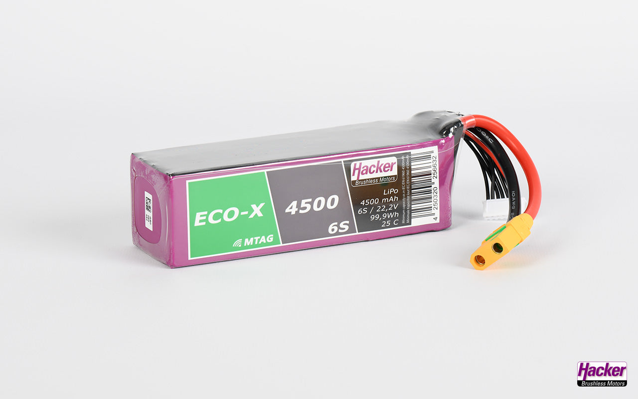 LiPo-Akku TF ECO-X MTAG, 6S/4500mAh, 22.2V, 25C, Hacker, 140x43x48mm, 596g