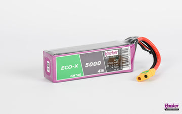 LiPo-Akku TF ECO-X MTAG, 4S/5000mAh, 14.8V, 25C, Hacker, 142x42x35mm, 456g