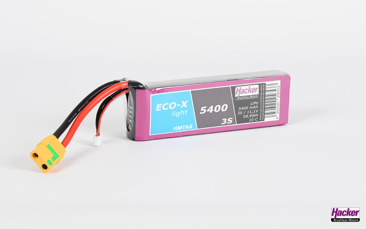 LiPo-Akku TF ECO-X Light, 3S/5400mAh, 11.1V, 10C, Hacker, 146x45x23mm, 333g