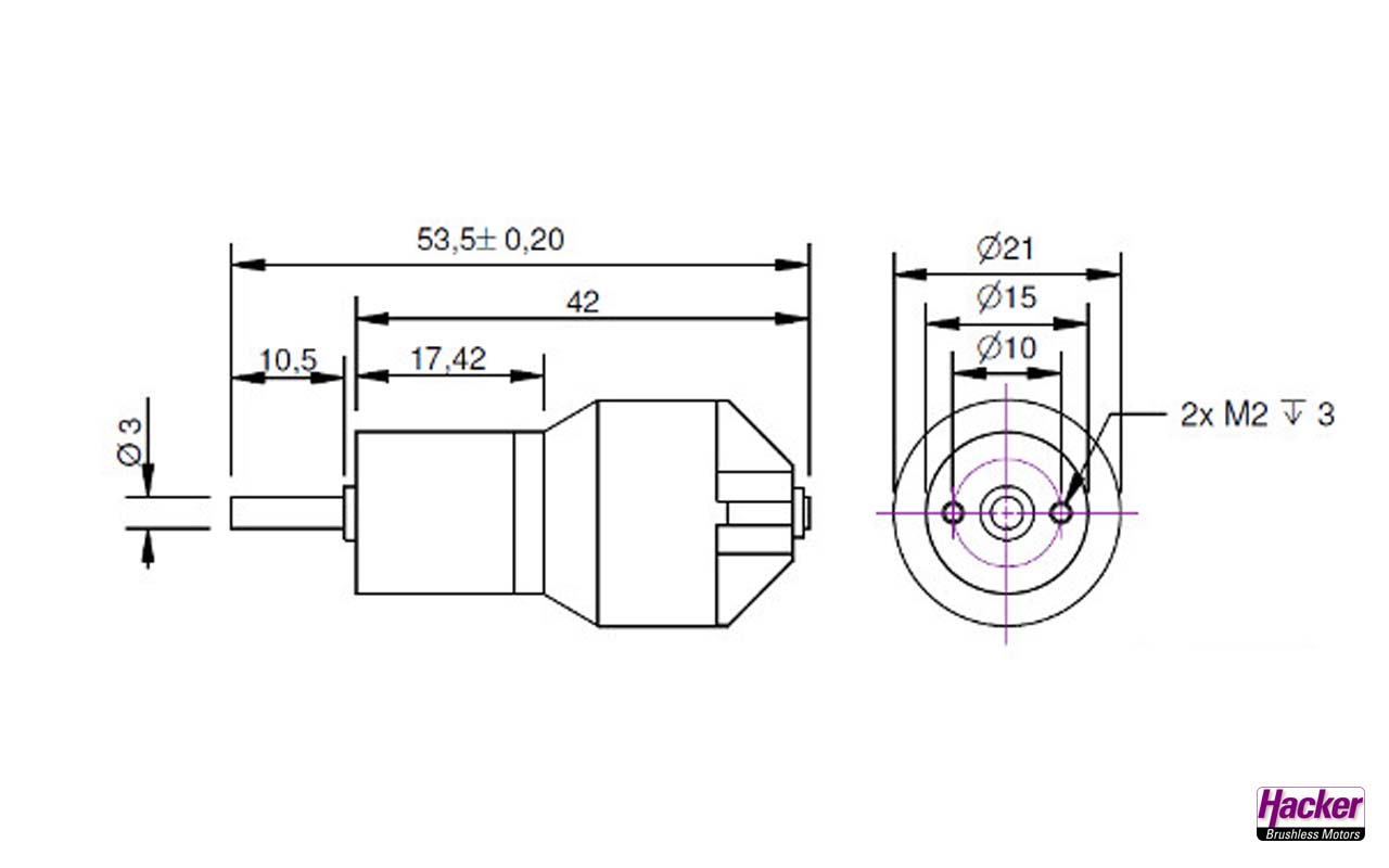 Hacker A10-7L + 4.4:1 Gearbox, 2200 RPM/Volt, Hacker # 97104407
