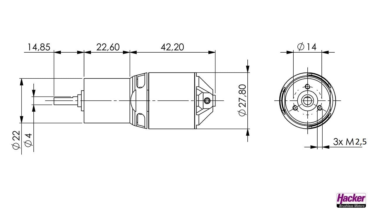 Hacker A20- 6XL, 10-pole EVO with Maxxon 4.4:1 gearbox
