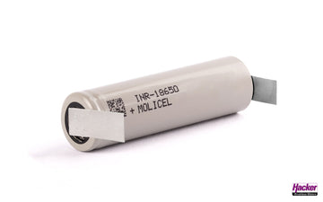 Li-ion battery 2800mAh with solder tag, 35A (2 pieces), ø18x65mm, Hacker # A43047