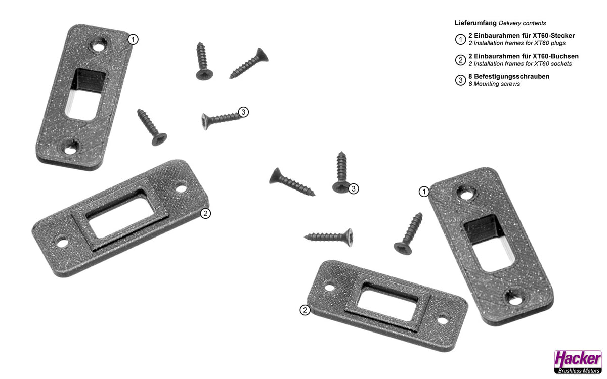 Einbaurahmen für XT60-Stecker und -Buchsen, Hacker # A85079