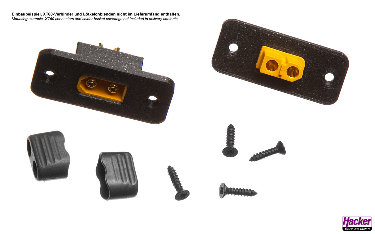 Mounting frame for XT60 plugs and sockets, Hacker # A85079